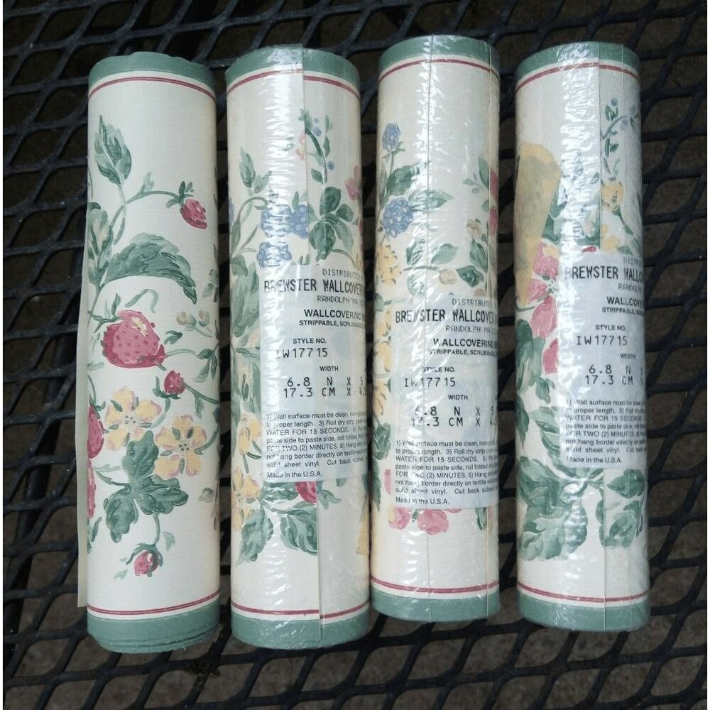Brewster Wallpaper Border Floral Strawberries Blackberries IW17715 6.8" x 5yd